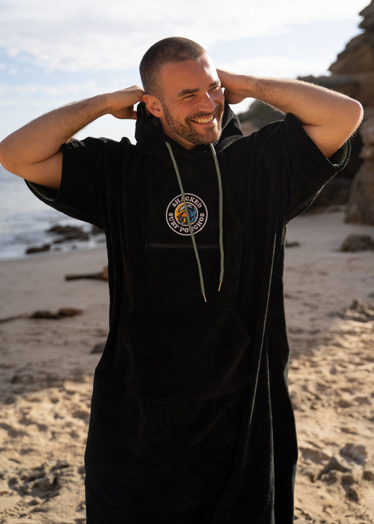 Shacked The Drift Surf Poncho | Black/ Khaki [Unisex]