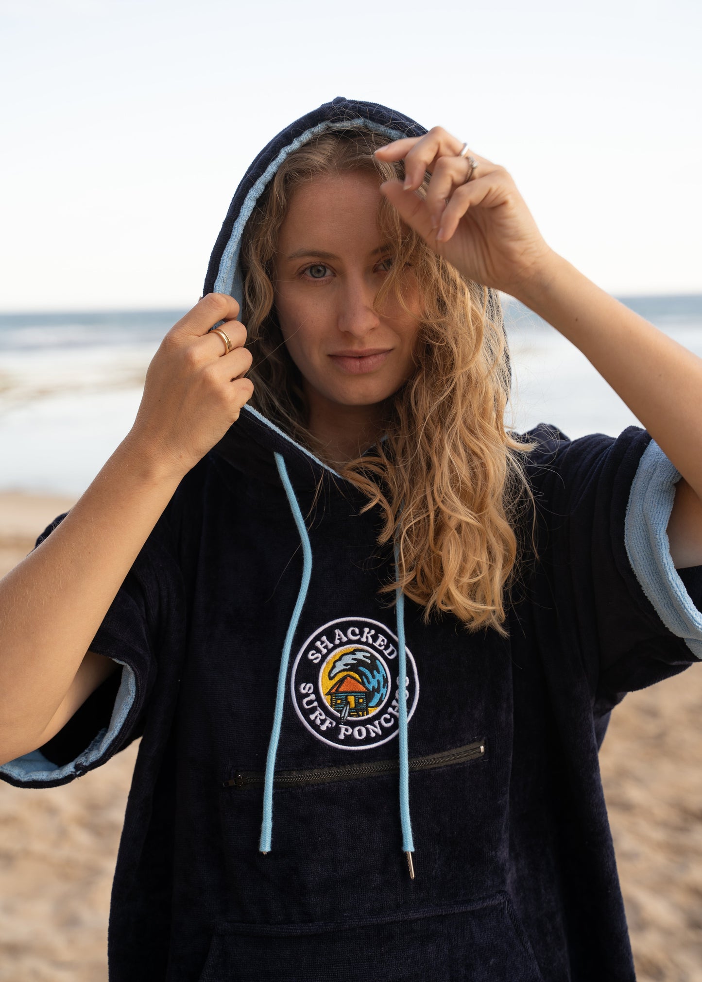 Shacked The Drift Surf Poncho | Navy/ Sky Blue [Unisex]